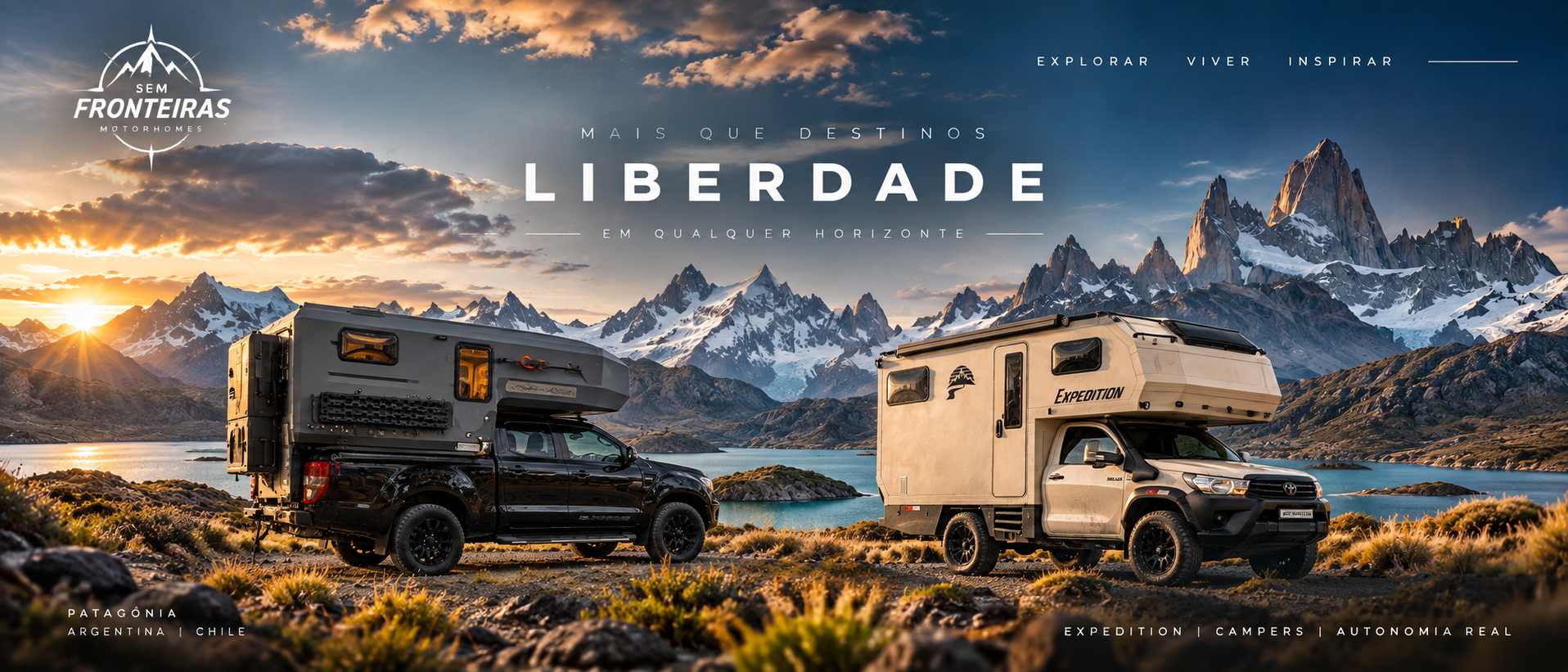 Motorhome camping scene